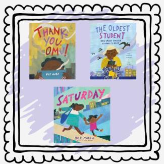 Covers of the books Thank You, Omu, Saturday, and The Oldest Student